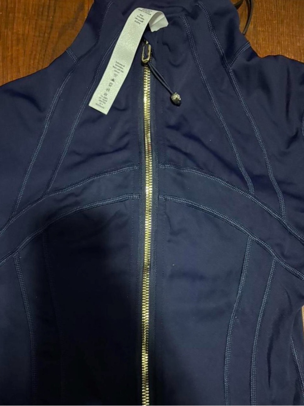 lululemon athletica Navy Hooded Zip Jacket with Gold Zipper Set with leggings
